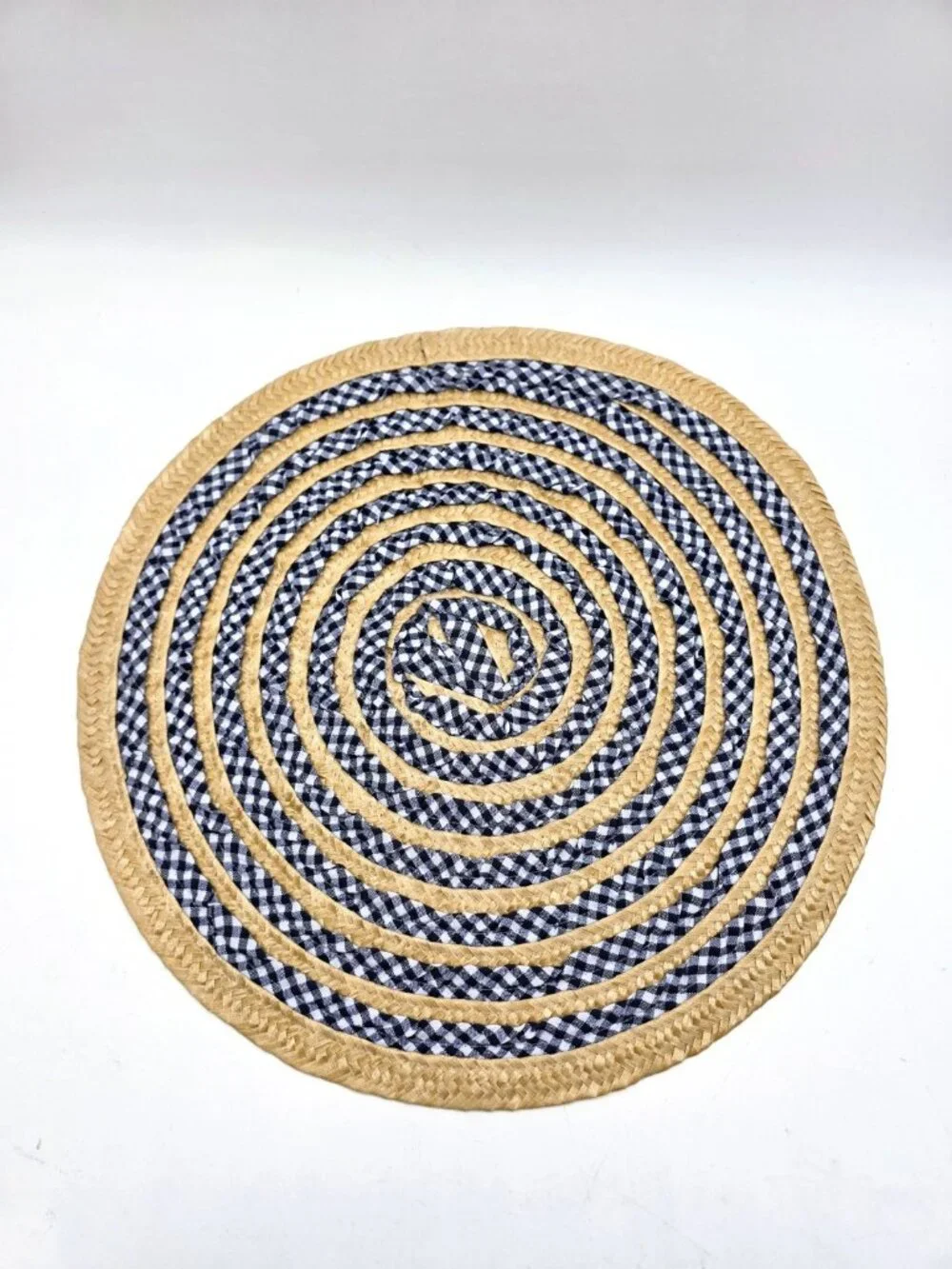 Benson Mills Splice Blue Gingham & Wicker Woven 14